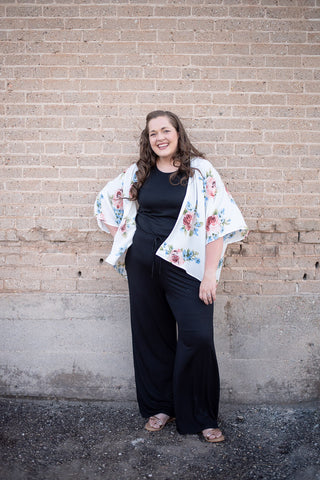 Floral Print Kimono in Ivory - Everyday Eden