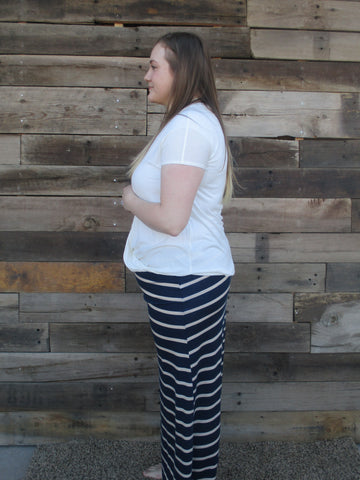 Navy Striped Maxi Skirt Plus Size - Everyday Eden